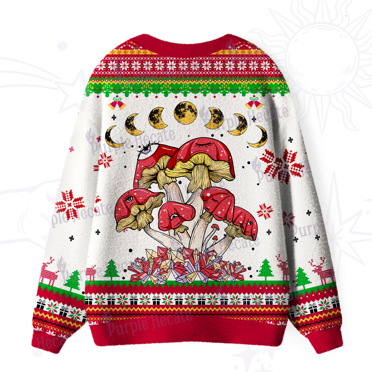 Purplehecate Magic Mushroom Ugly Cardigan Sweaters