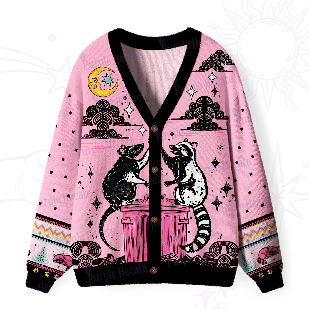 Purplehecate The Team Trash Opossum Tarot Ugly Cardigan Sweaters