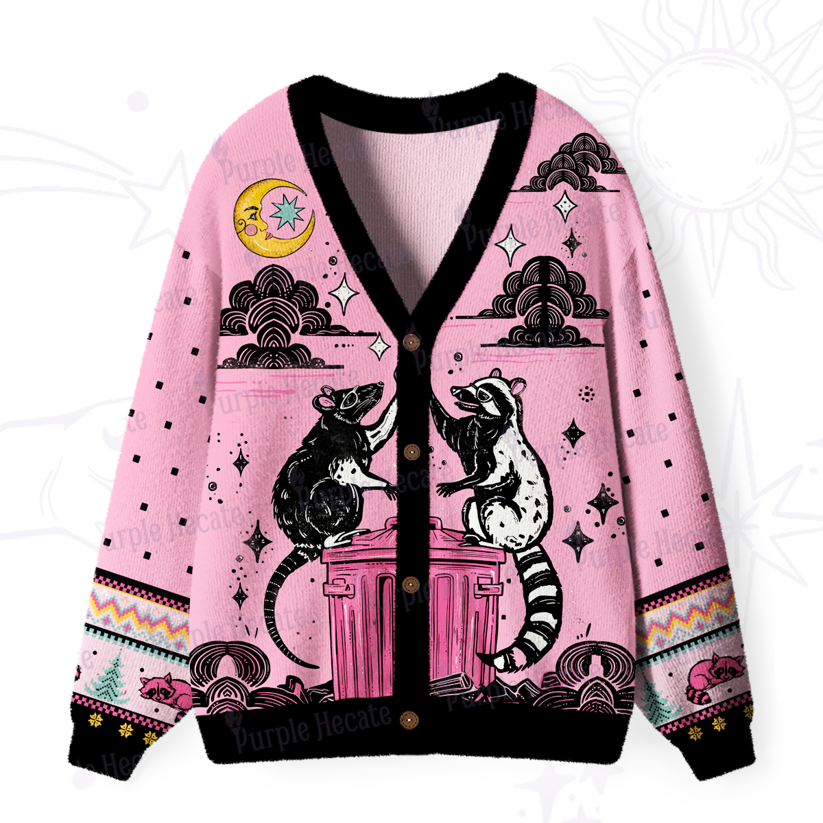 Purplehecate The Team Trash Opossum Tarot Ugly Cardigan Sweaters