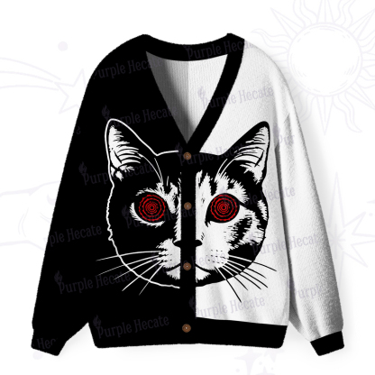 Purplehecate Hypnotic Cat Cardigan Ugly Cardigan Sweaters