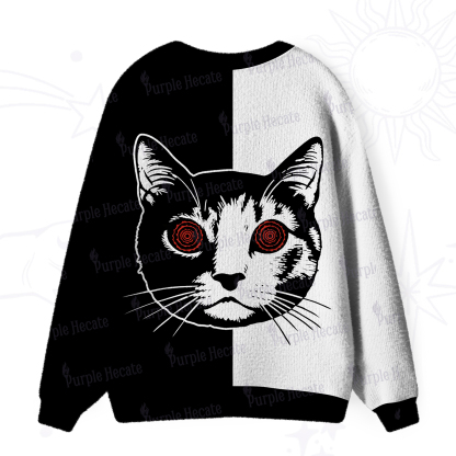 Purplehecate Hypnotic Cat Cardigan Ugly Cardigan Sweaters