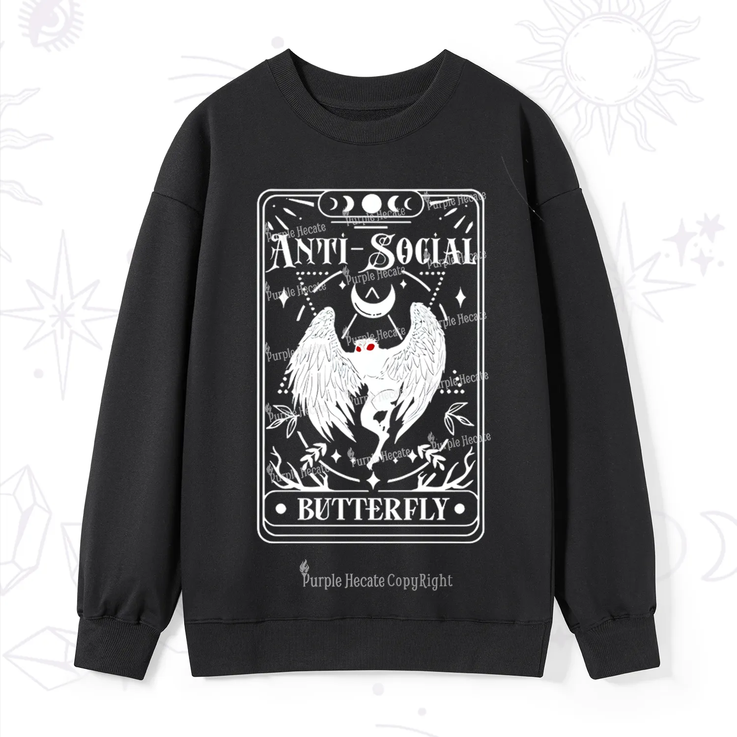 Purplehecate The Antisocial Butterfly Oracle Card Sweatshirt