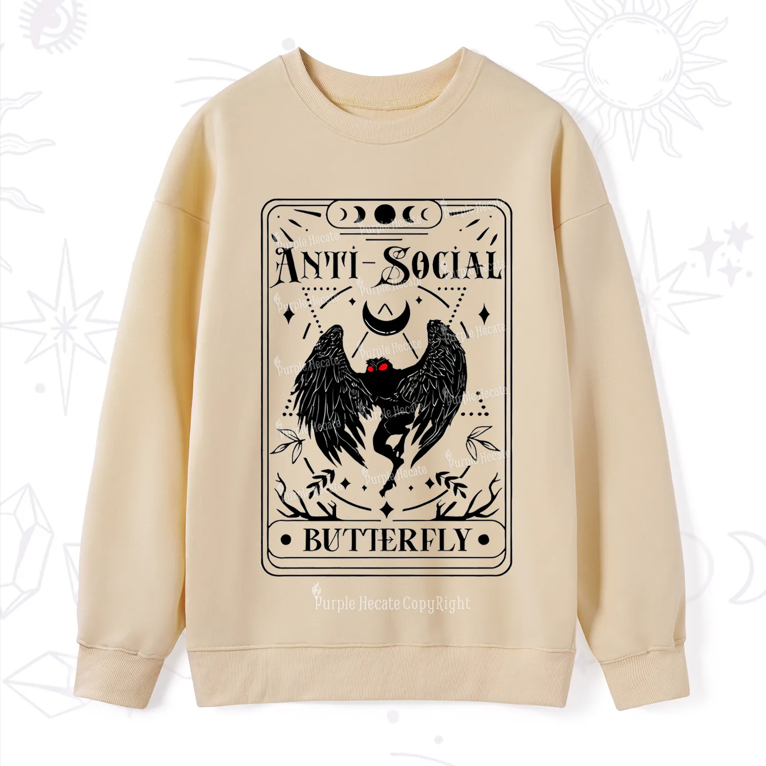 Purplehecate The Antisocial Butterfly Oracle Card Sweatshirt