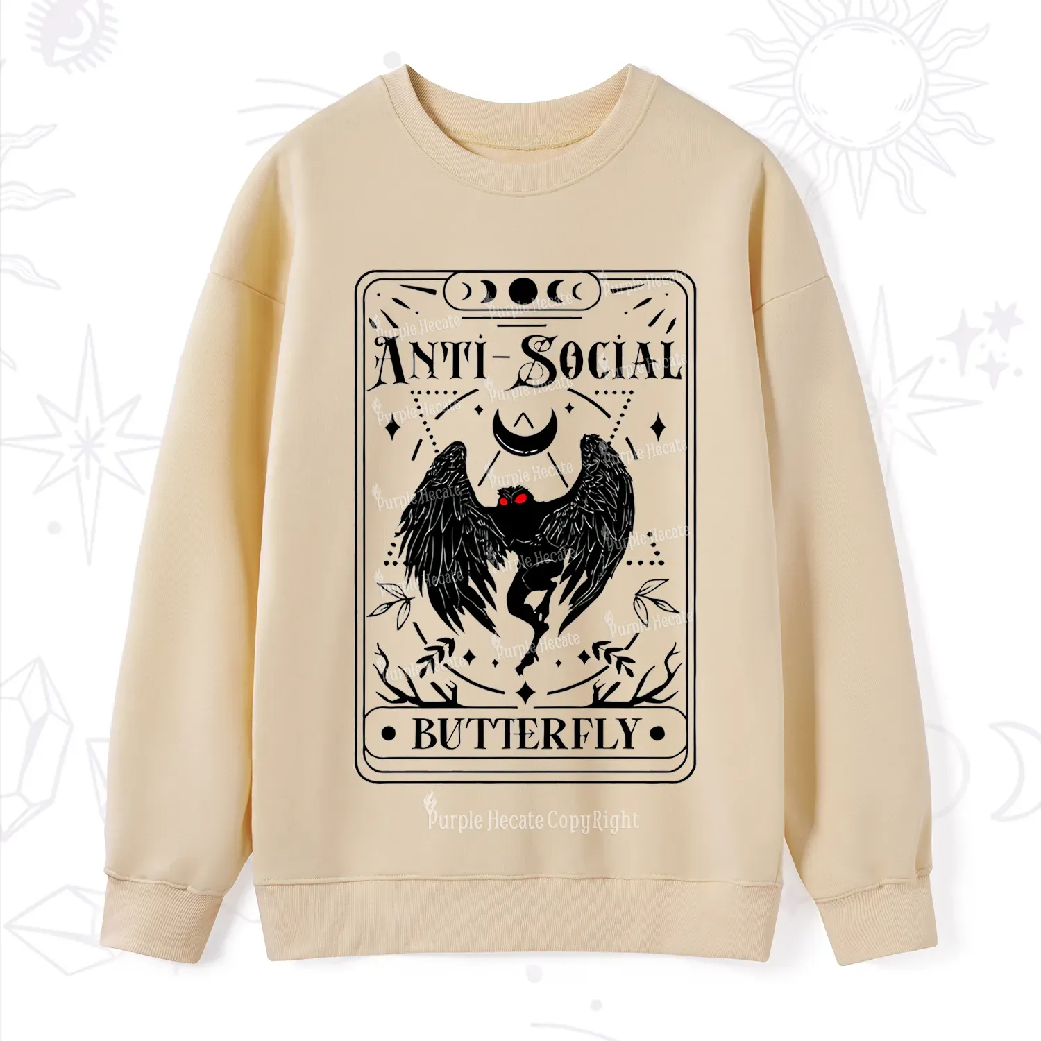 Purplehecate The Antisocial Butterfly Oracle Card Sweatshirt