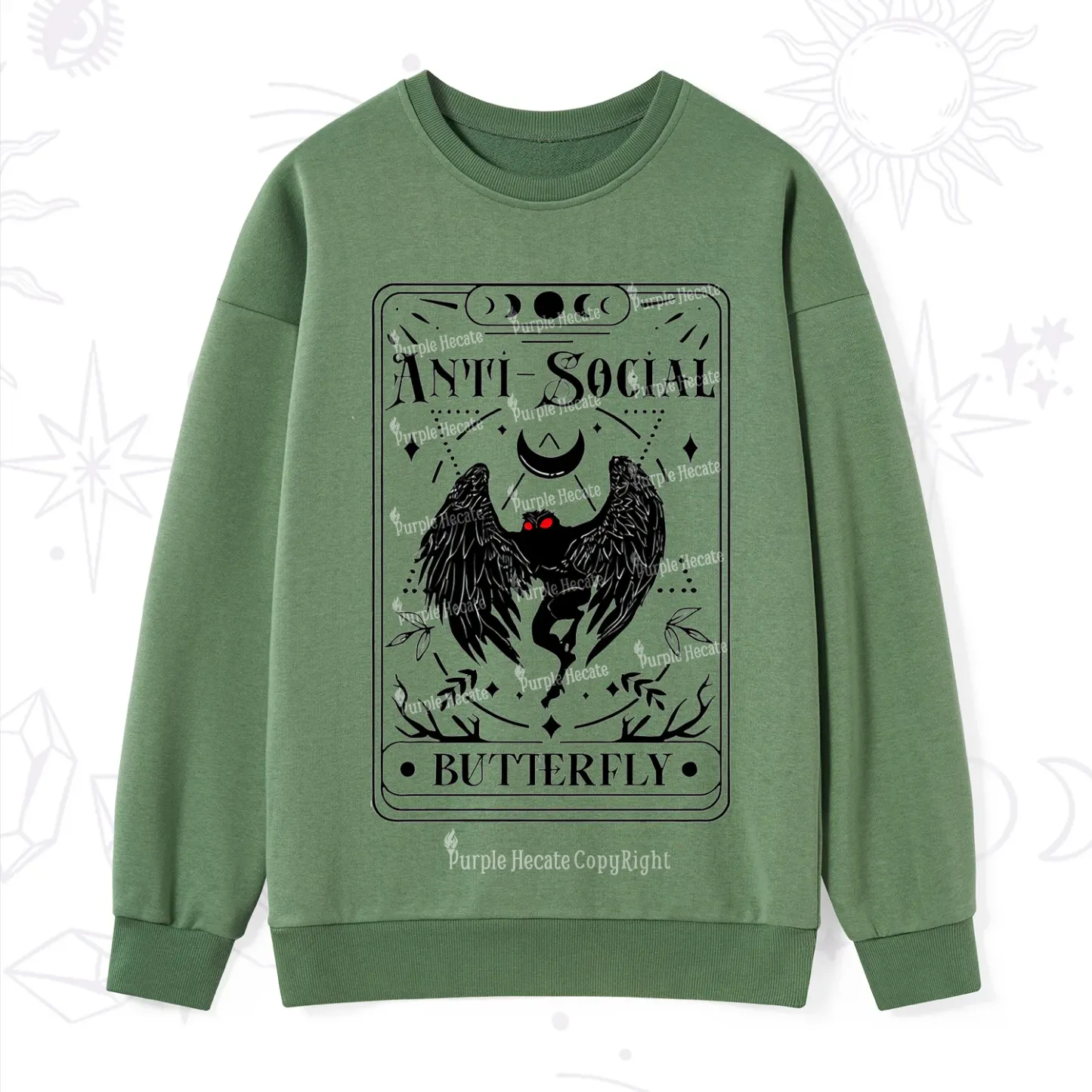 Purplehecate The Antisocial Butterfly Oracle Card Sweatshirt