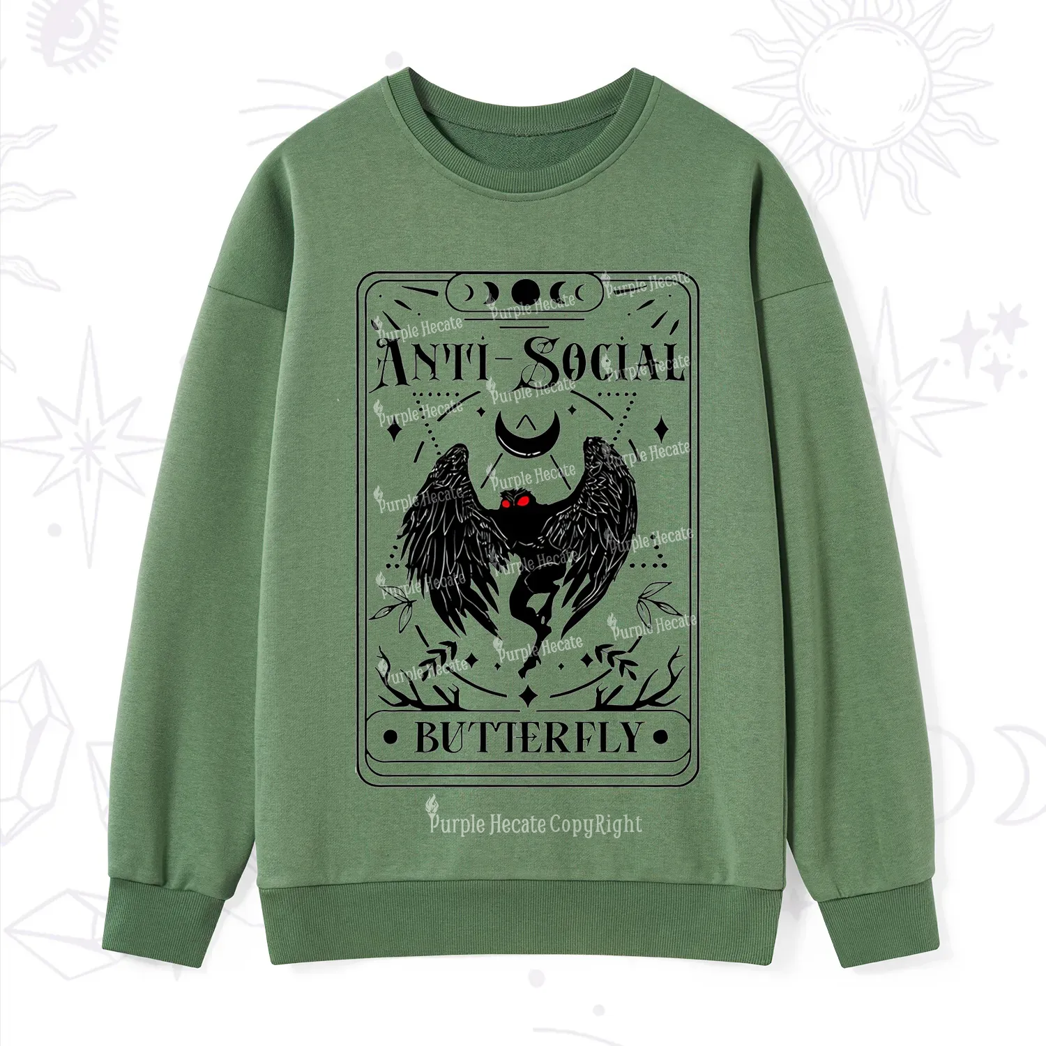 Purplehecate The Antisocial Butterfly Oracle Card Sweatshirt