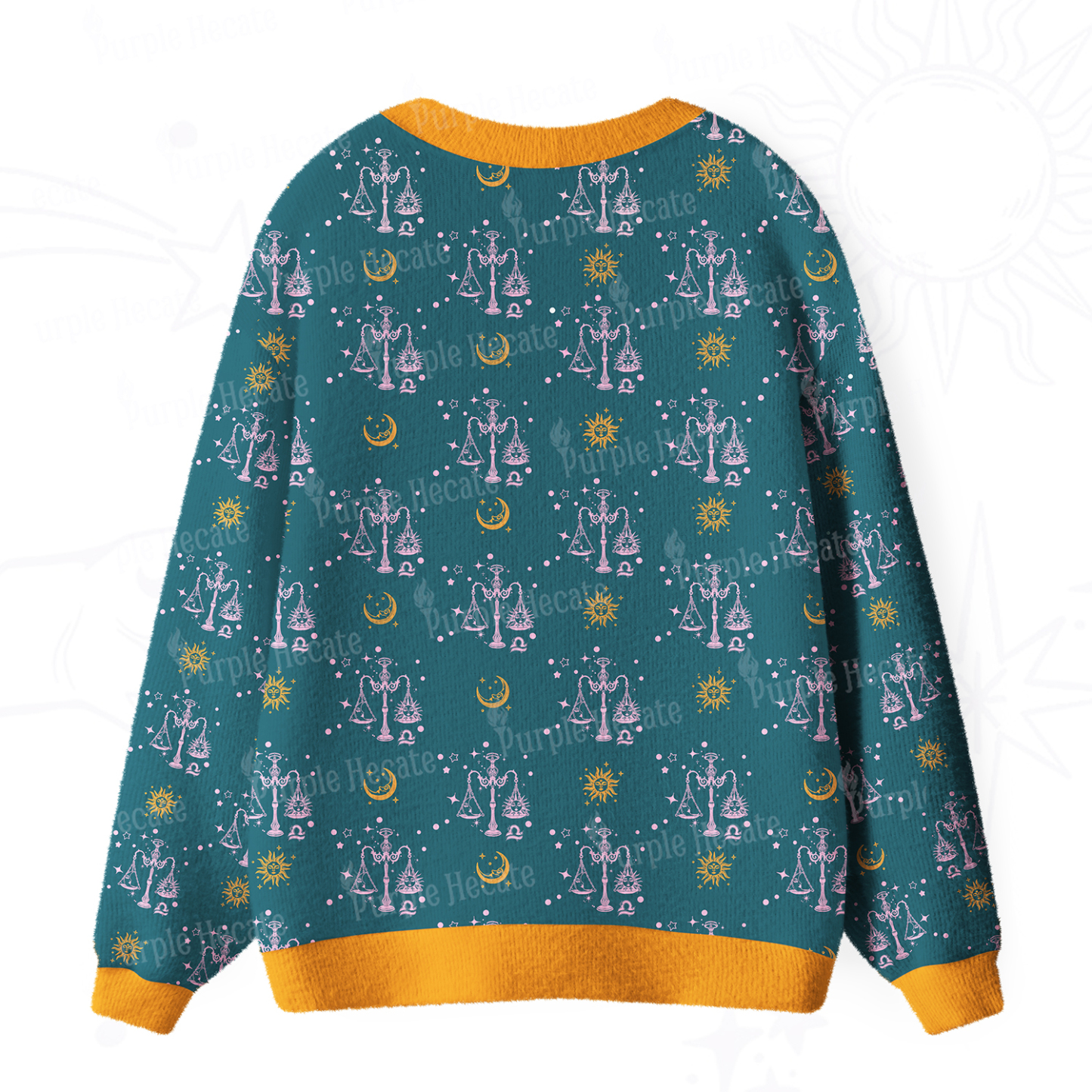 Purplehecate Libra Spirit Zodiac Ugly Cardigan Sweaters