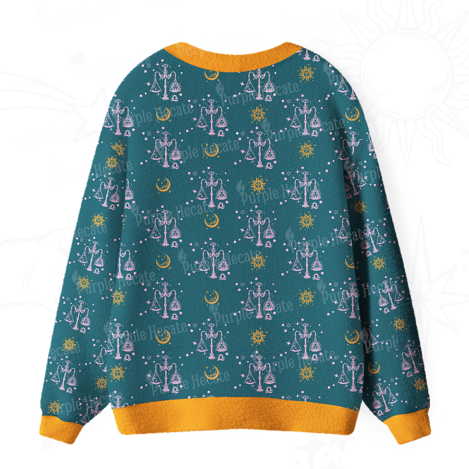 Purplehecate Libra Spirit Zodiac Ugly Cardigan Sweaters