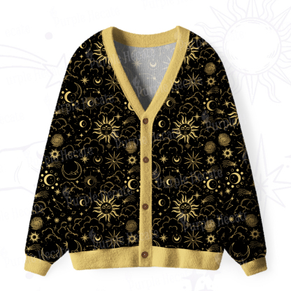 Purplehecate Mysterious Star & Moon Ugly Cardigan Sweaters