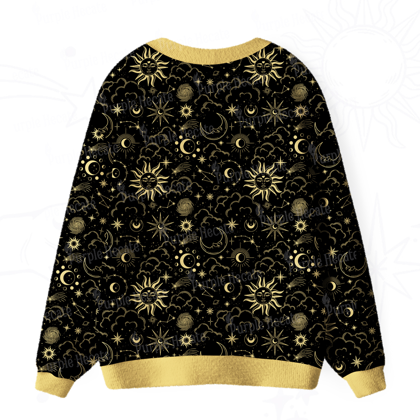 Purplehecate Mysterious Star & Moon Ugly Cardigan Sweaters