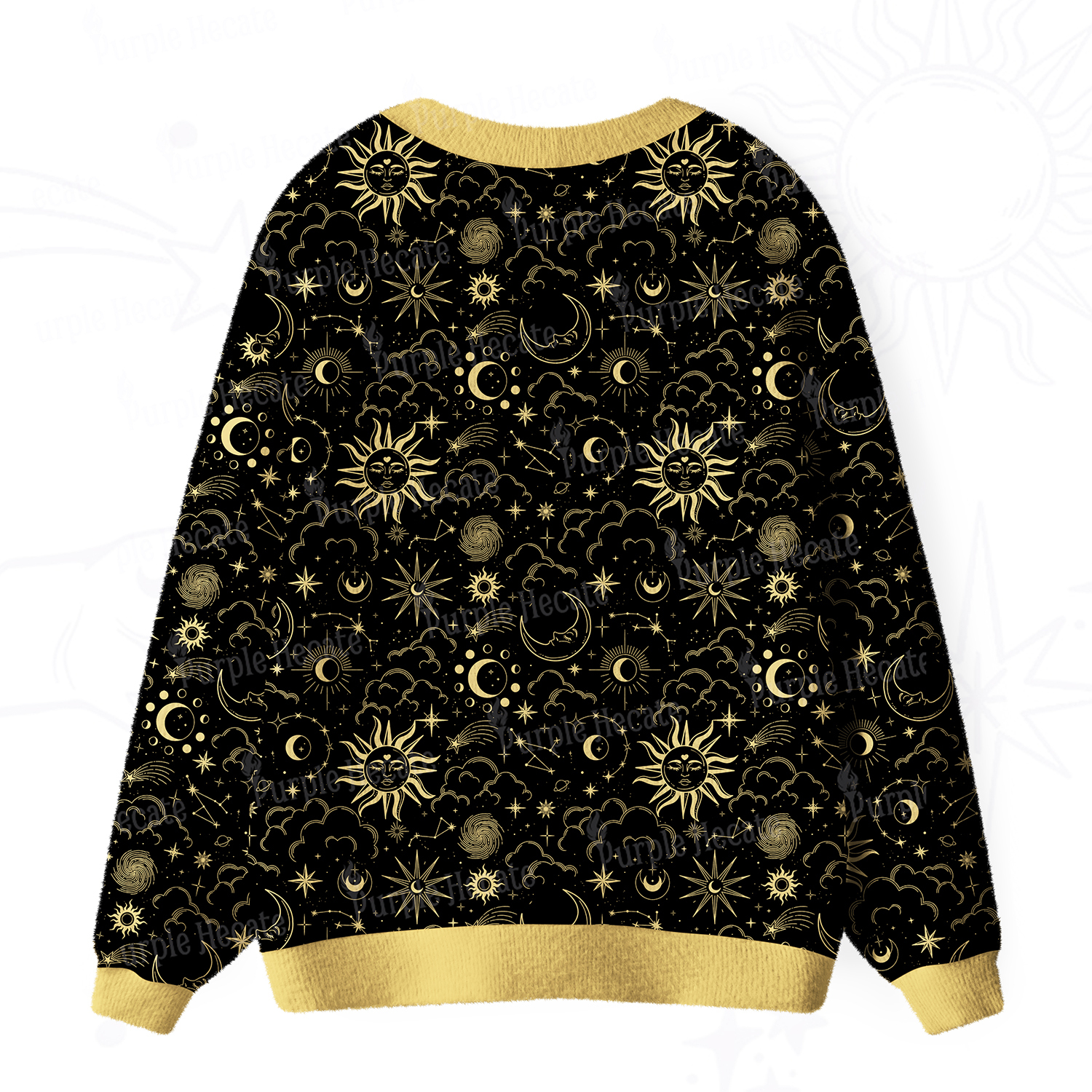Purplehecate Mysterious Star & Moon Ugly Cardigan Sweaters