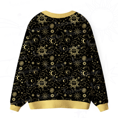 Purplehecate Mysterious Star & Moon Ugly Cardigan Sweaters