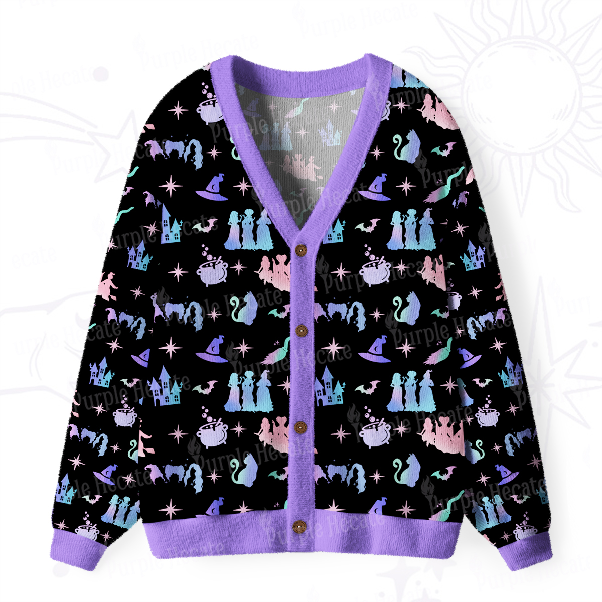 Purplehecate Spellbound Sisters Ugly Cardigan Sweaters
