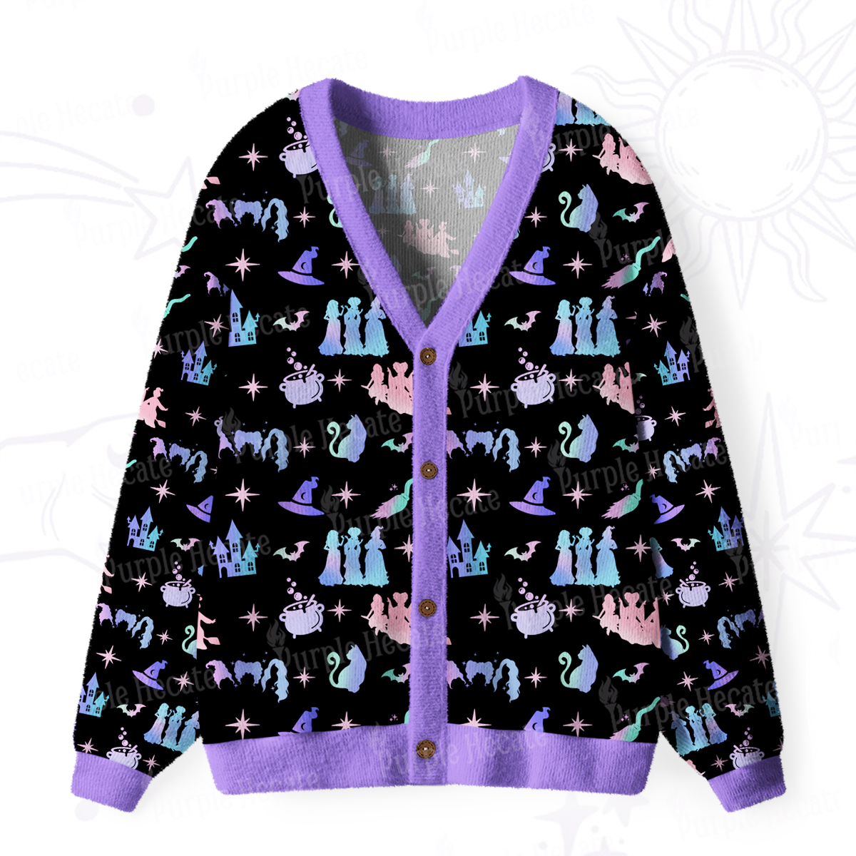 Purplehecate Spellbound Sisters Ugly Cardigan Sweaters