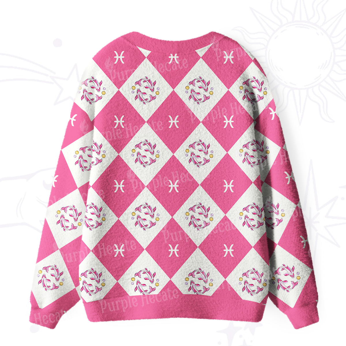 Purplehecate Pisces Spirit Zodiac Ugly Cardigan Sweaters