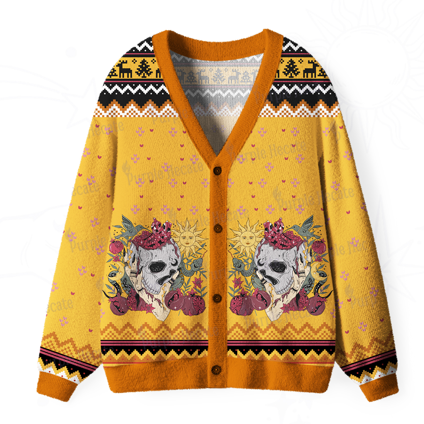 Purplehecate Persephone's Farm Fresh Pomegranates Pick Your Own Ugly Cardigan Sweaters