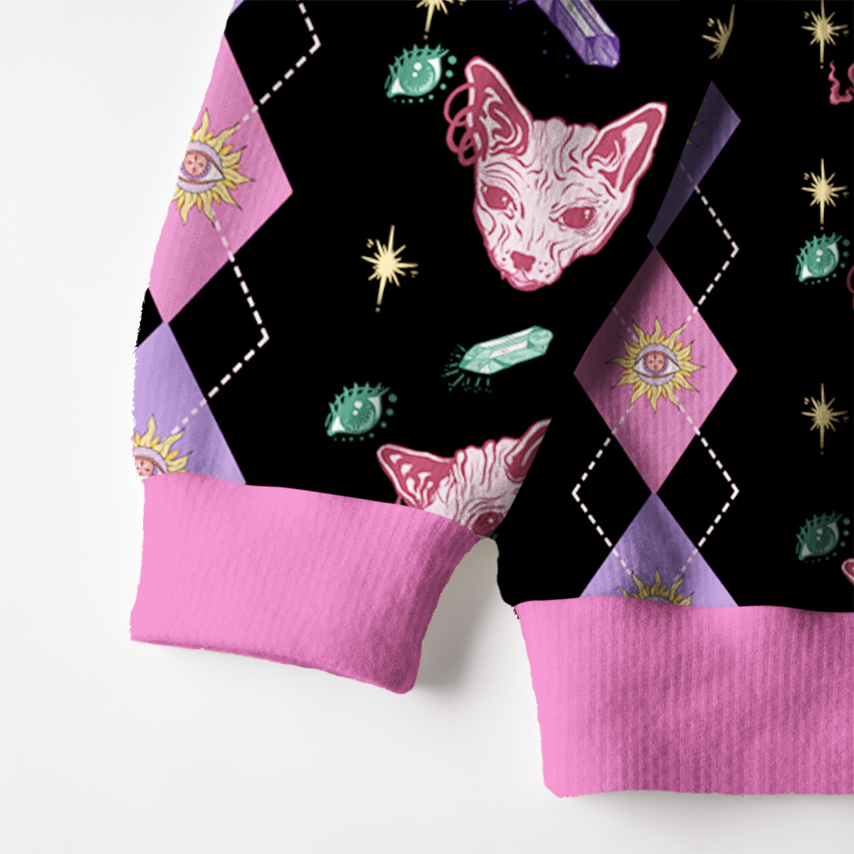 Purplehecate Moon Phase Cat Ugly Cardigan Sweaters