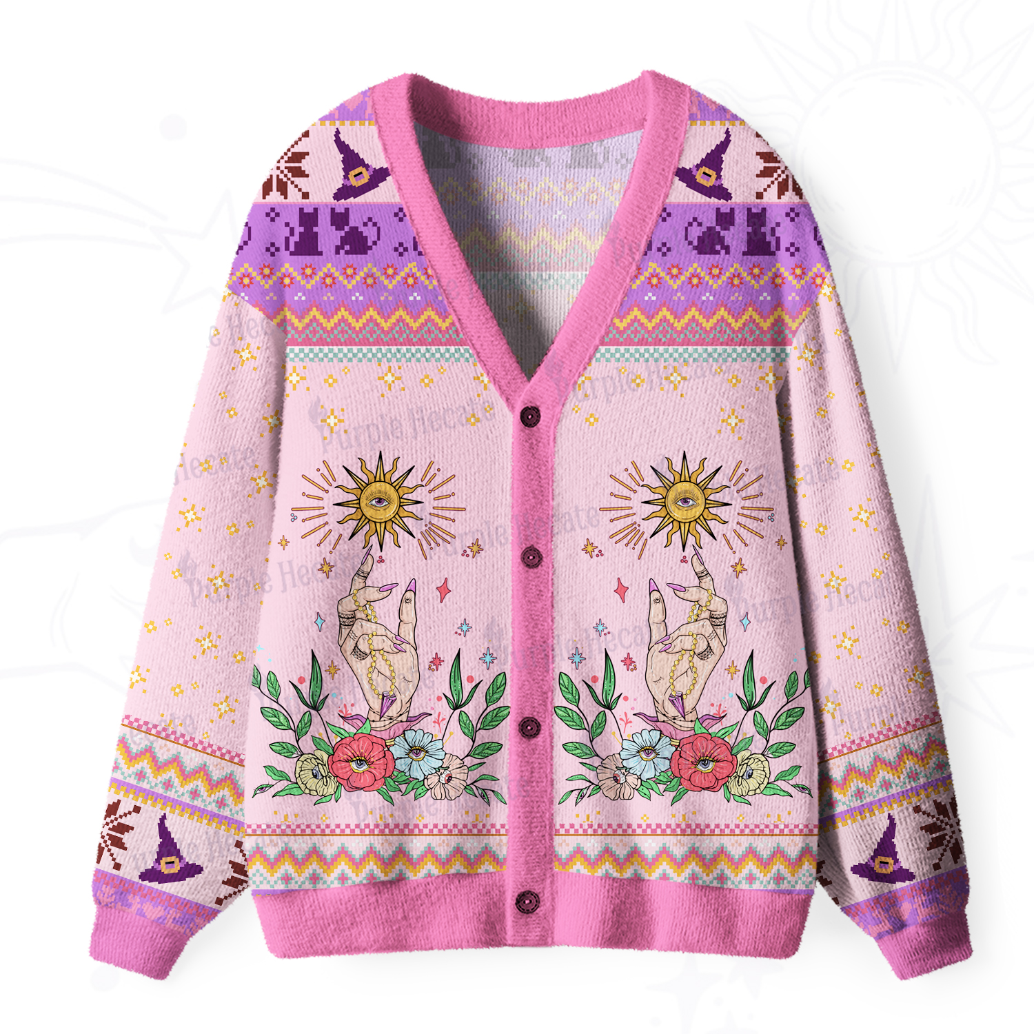 Purplehecate Hex The Patriarchy Witchy Ugly Cardigan Sweaters