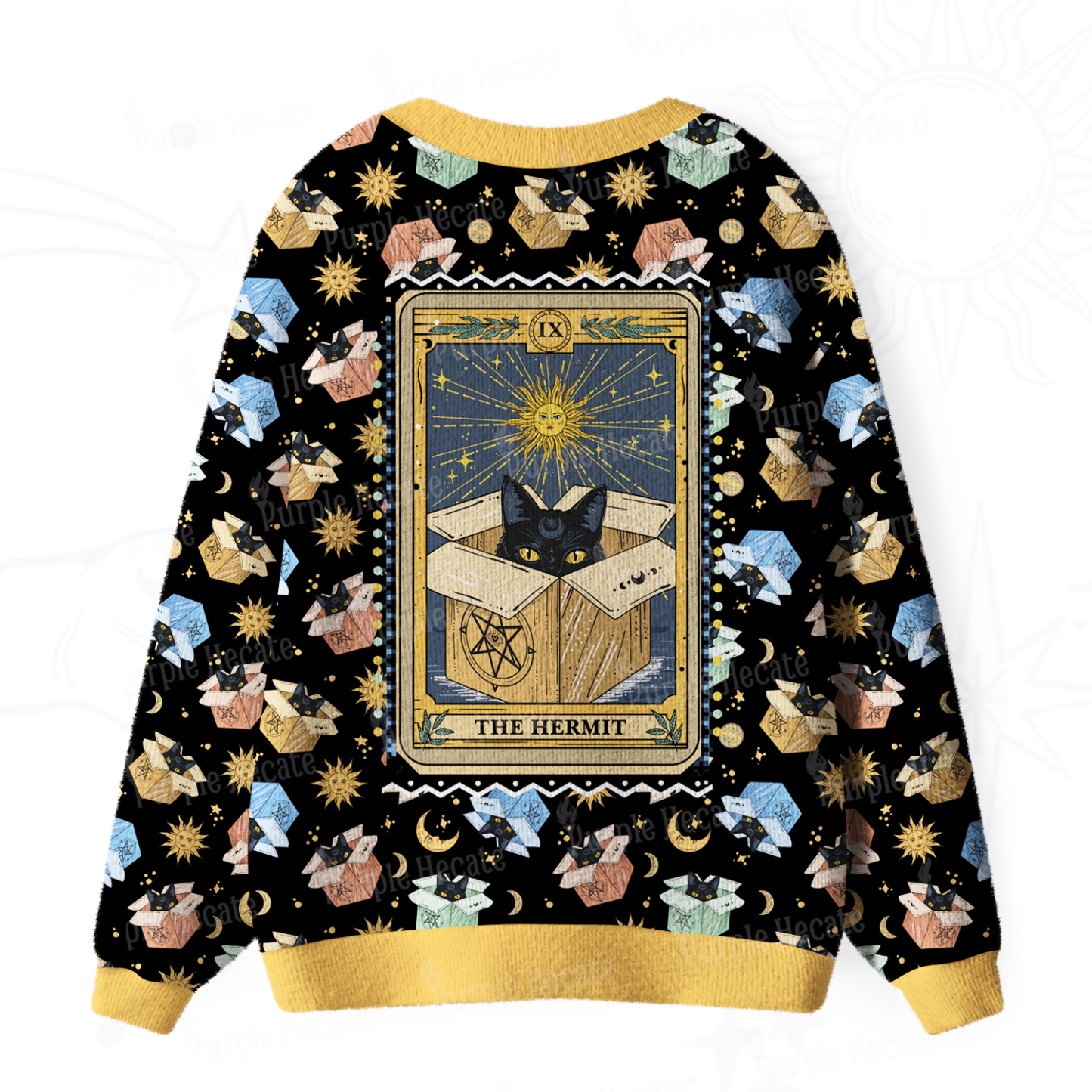Purplehecate The Hermit Cat Tarot Card Ugly Cardigan Sweaters