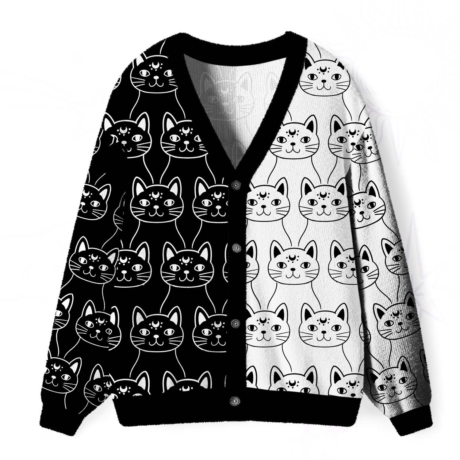 Purplehecate Sketchy Cat Ugly Cardigan Sweaters