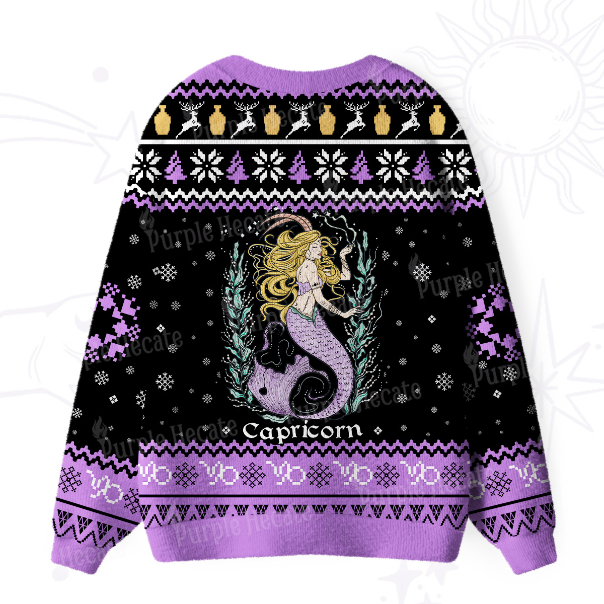Purplehecate Capricorn Zodiac Ugly Cardigan Sweaters