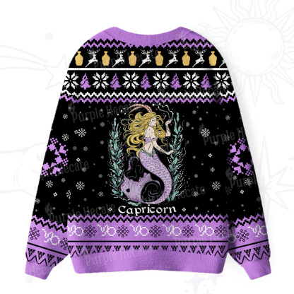 Purplehecate Capricorn Zodiac Ugly Cardigan Sweaters