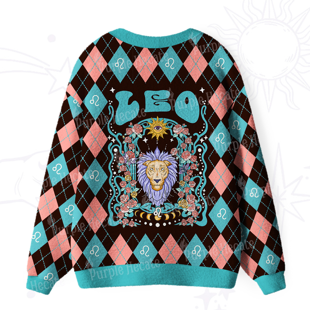 Purplehecate Leo Spirit Zodiac Ugly Cardigan Sweaters