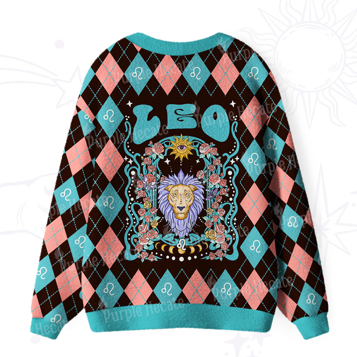 Purplehecate Leo Spirit Zodiac Ugly Cardigan Sweaters