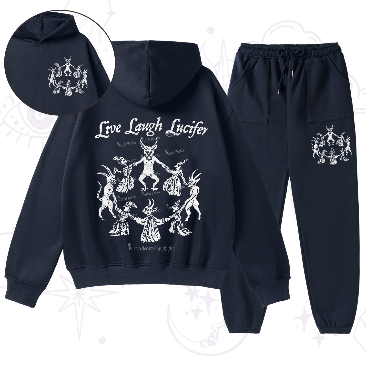 Purplehecate Live Laugh Lucifer Fleece Hoodie Suit