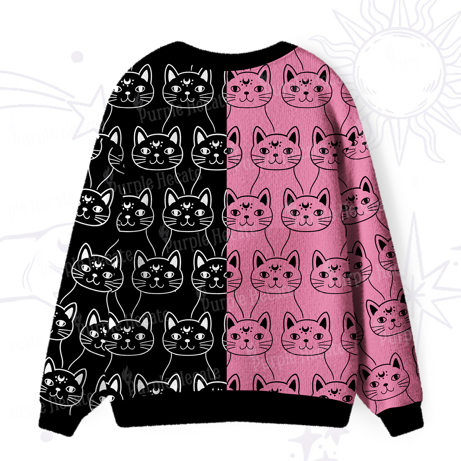 Purplehecate Sketchy Cat Ugly Cardigan Sweaters