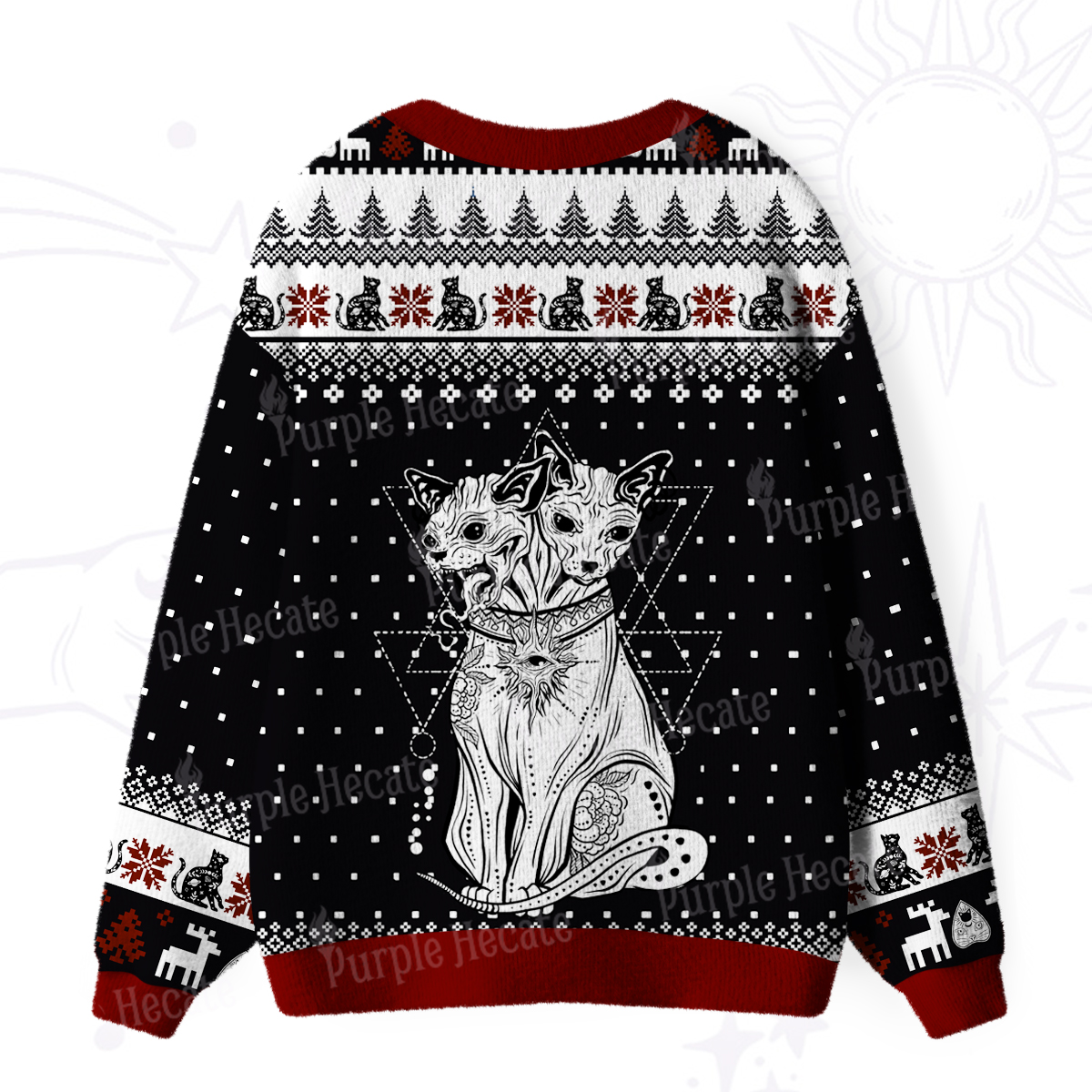 Purplehecate The Cat Goddess Bastet Ugly Cardigan Sweaters