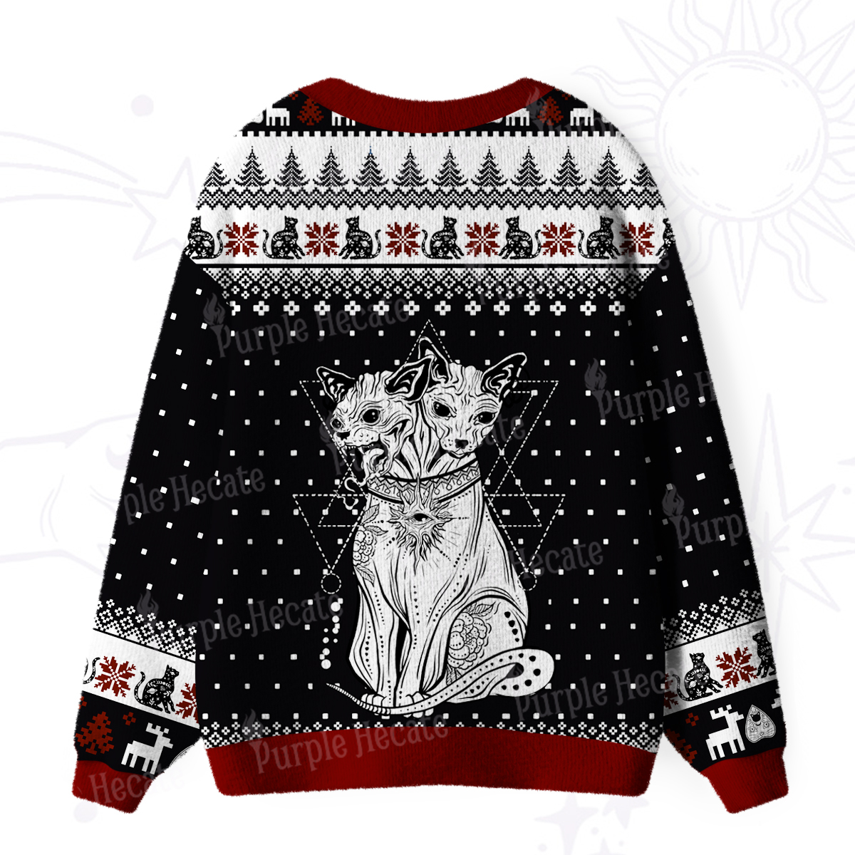 Purplehecate The Cat Goddess Bastet Ugly Cardigan Sweaters