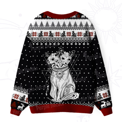 Purplehecate The Cat Goddess Bastet Ugly Cardigan Sweaters