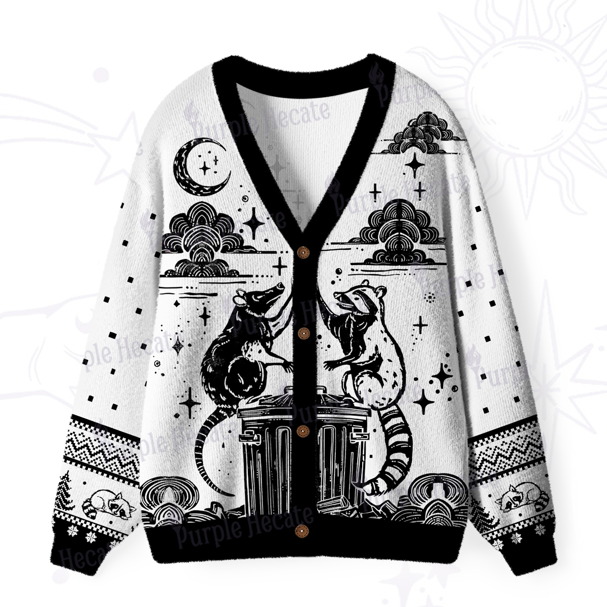 Purplehecate The Team Trash Raccoon Tarot Ugly Cardigan Sweaters