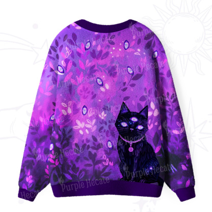 Purplehecate Mystic Third-Eye Cat Ugly Cardigan Sweaters