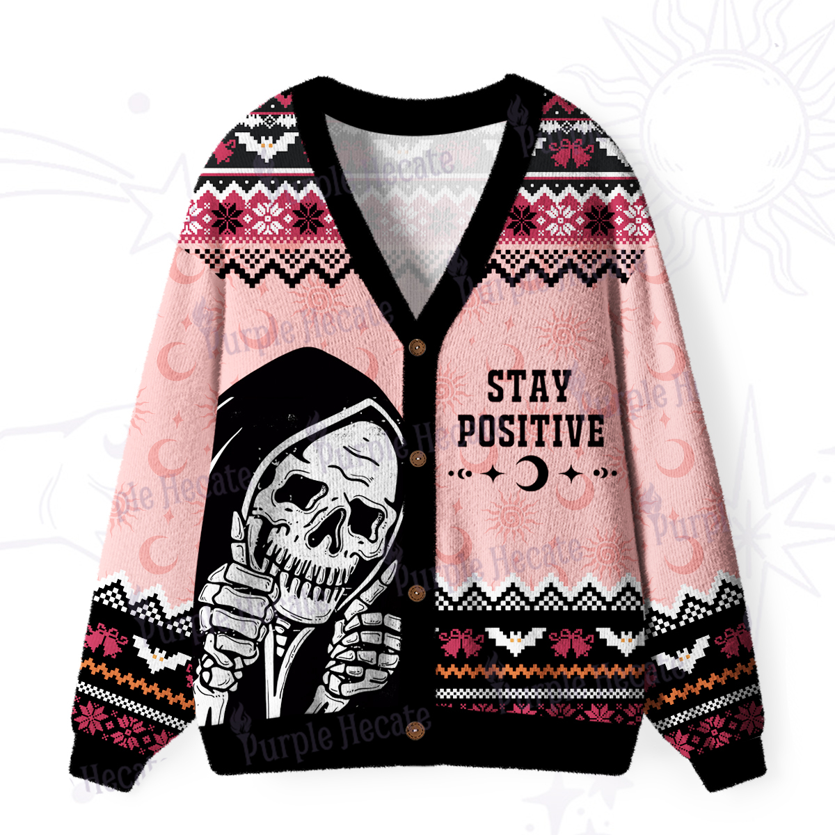 Purplehecate Stay Positive Ugly Cardigan Sweaters