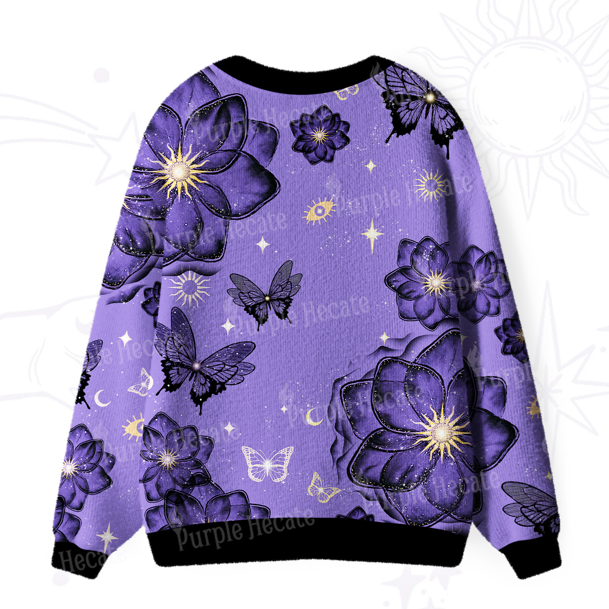 Purplehecate Moonlit Petals and Wings Ugly Cardigan Sweaters