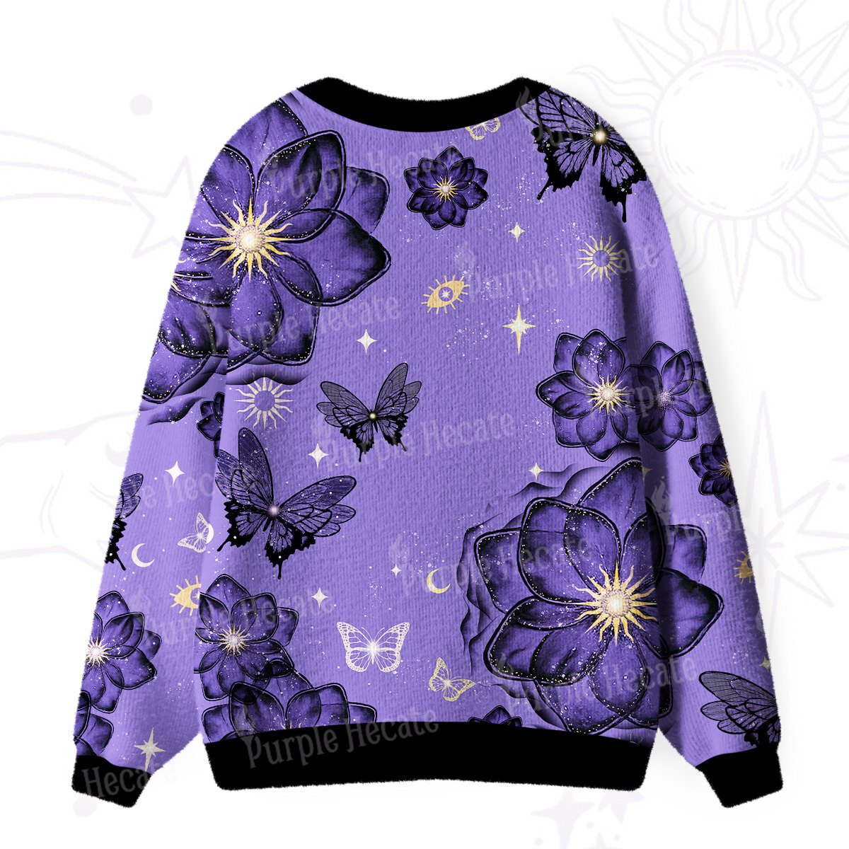 Purplehecate Moonlit Petals and Wings Ugly Cardigan Sweaters