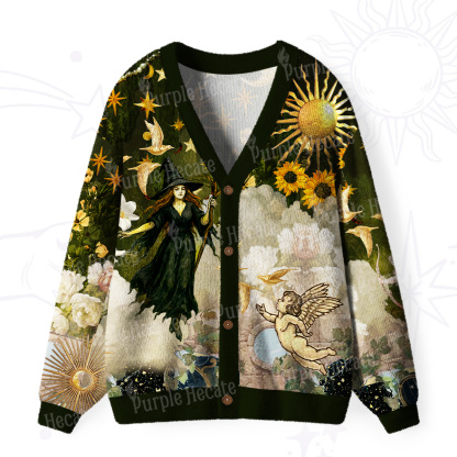 Purplehecate Garden of the Celestial Witch Ugly Cardigan Sweaters
