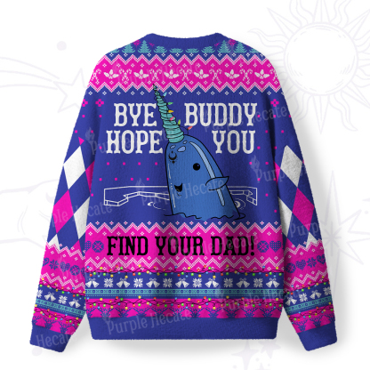 Purplehecate Good Luck Buddy Whale Fuzzy Ugly Christmas Sweatshirt
