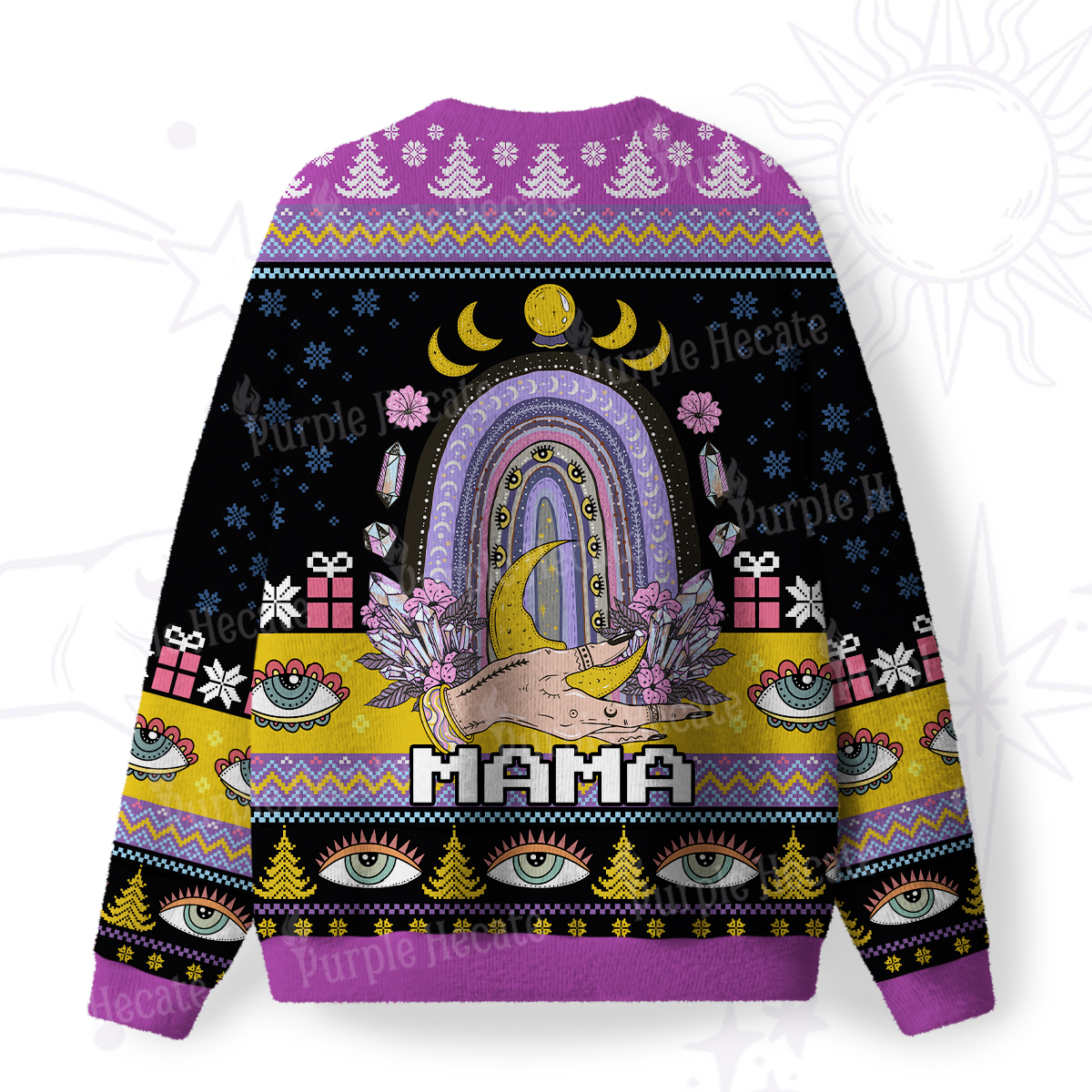 Purplehecate Gothic Mama Rainbow Fuzzy Ugly Christmas Sweatshirt
