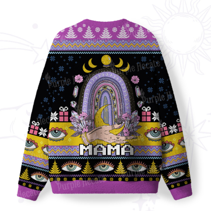 Purplehecate Gothic Mama Rainbow Fuzzy Ugly Christmas Sweatshirt