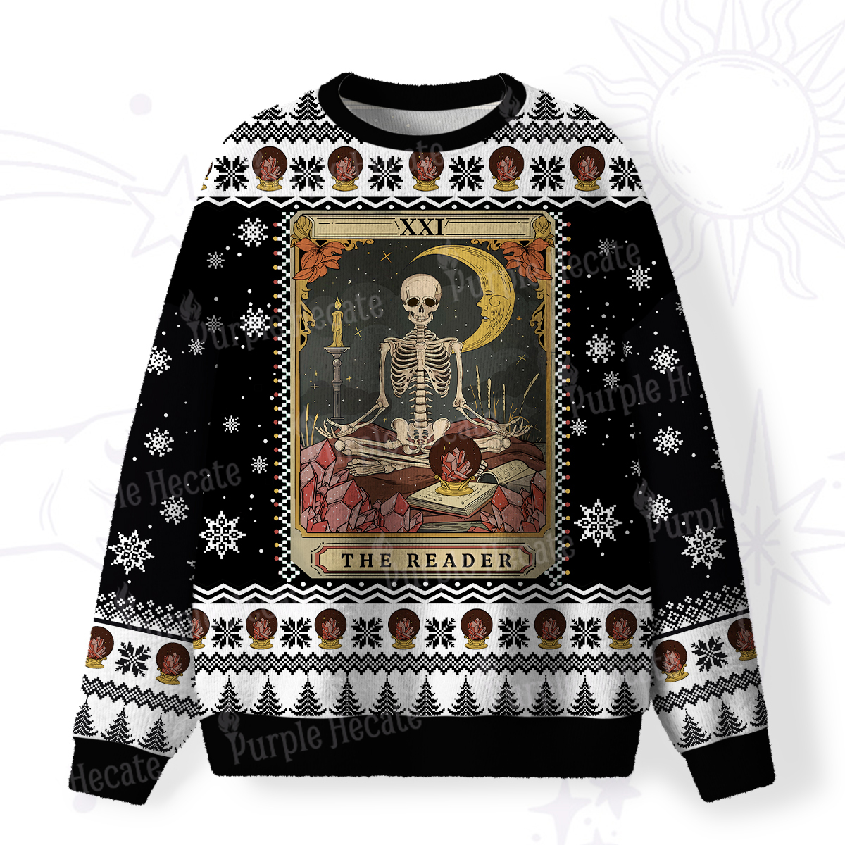 Purplehecate The Reader Tarot Fuzzy Ugly Christmas Sweatshirt