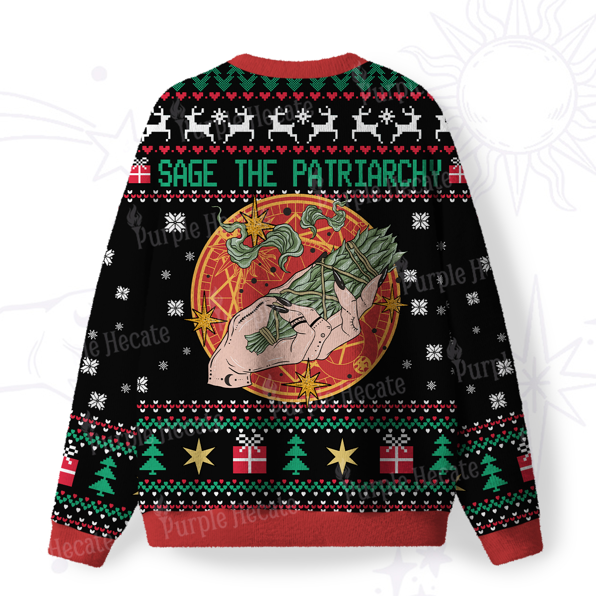 Purplehecate Sage The Patriarchy Fuzzy Ugly Christmas Sweatshirt