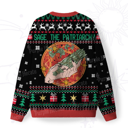 Purplehecate Sage The Patriarchy Fuzzy Ugly Christmas Sweatshirt