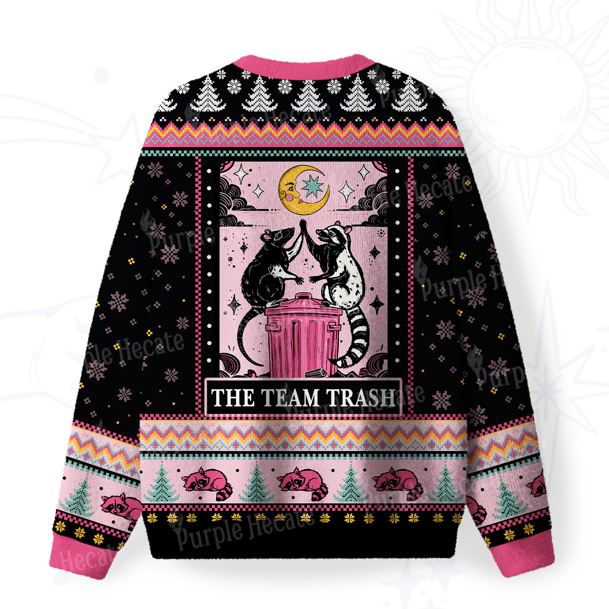 Purplehecate The Team Trash Opossum Fuzzy Ugly Christmas Sweatshirt