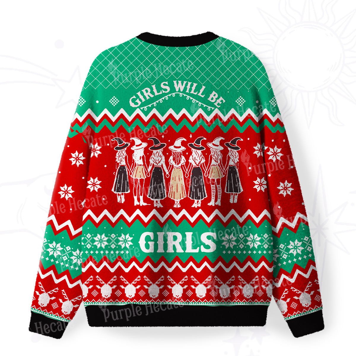 Purplehecate Girls Will Be Girls Witch Fuzzy Ugly Christmas Sweatshirt