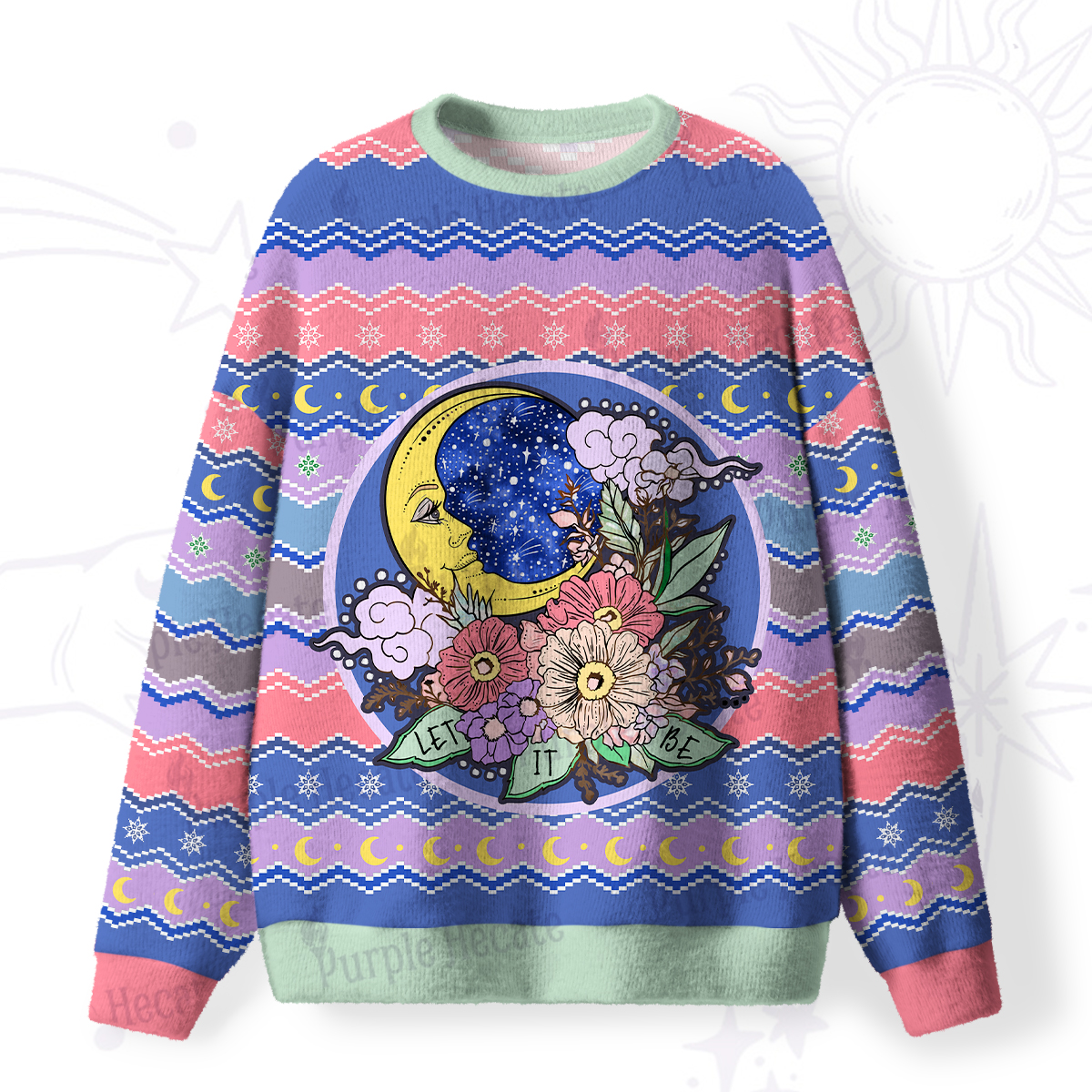 Purplehecate Let It Be Fuzzy Ugly Christmas Sweatshirt