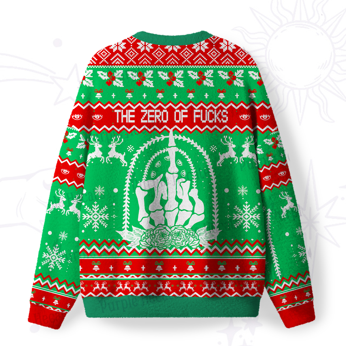 Purplehecate The Zero Of Fucks Tarot Fuzzy Ugly Christmas Sweatshirt