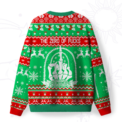 Purplehecate The Zero Of Fucks Tarot Fuzzy Ugly Christmas Sweatshirt